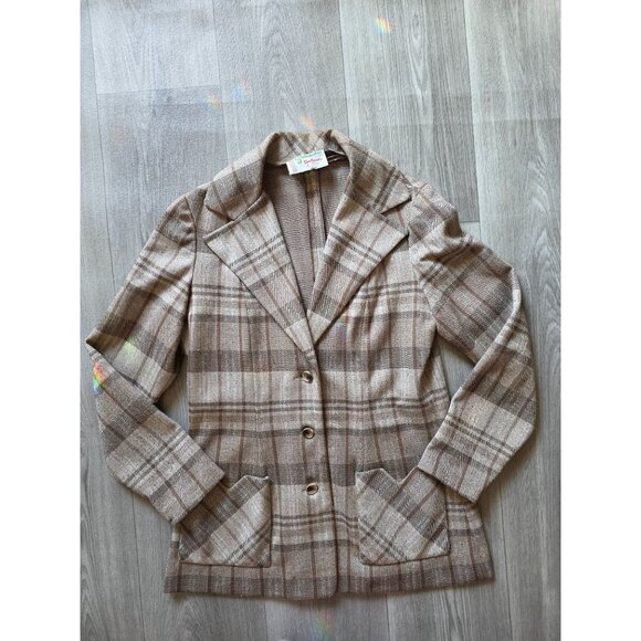 Glen Echo Sportswear Plaid Wool Womens Blazer & Wide-Leg Pants Set Size 8 - Picture 11 of 15